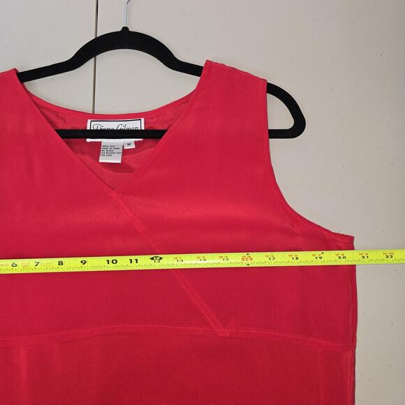 Diane Gilman Dress Womens Medium Red 100% Silk Sleeveless Maxi Side Slit Tank - Picture 6 of 10